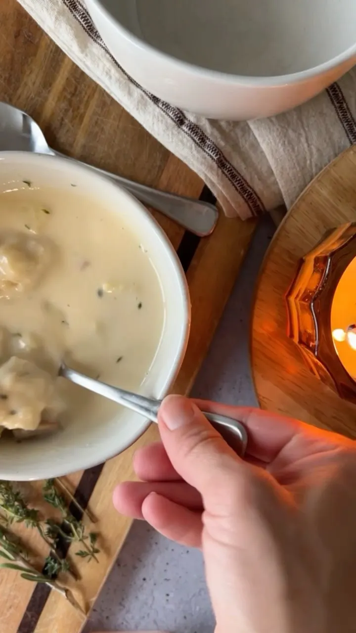 white-cheddar-soup-with-apple-chicken-sausage-and-rosemary-parmesan-dumplings