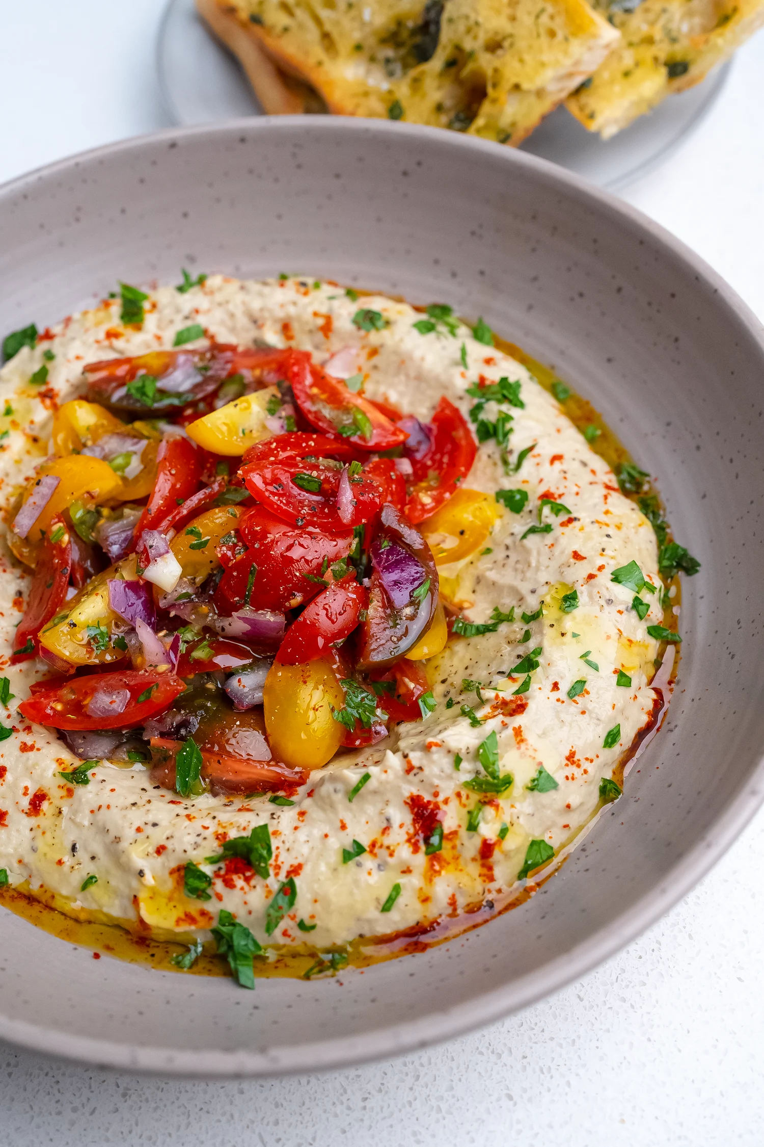 herb-garlic-baguette-and-roasted-eggplant-dip
