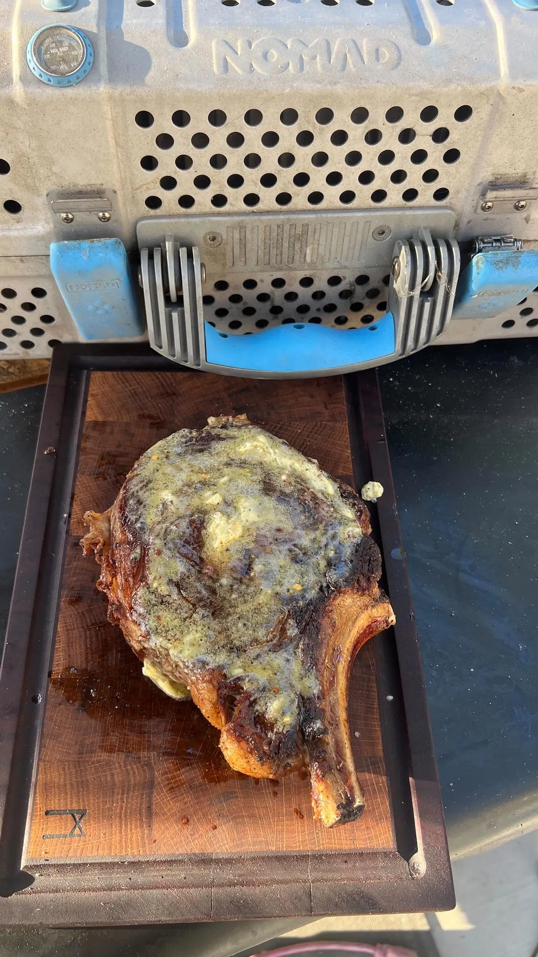 grilled-cowboy-steak-with-a-honey-garlic-compound-butter