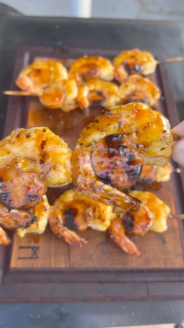 honey-garlic-sausage-and-shrimp-on-skewers