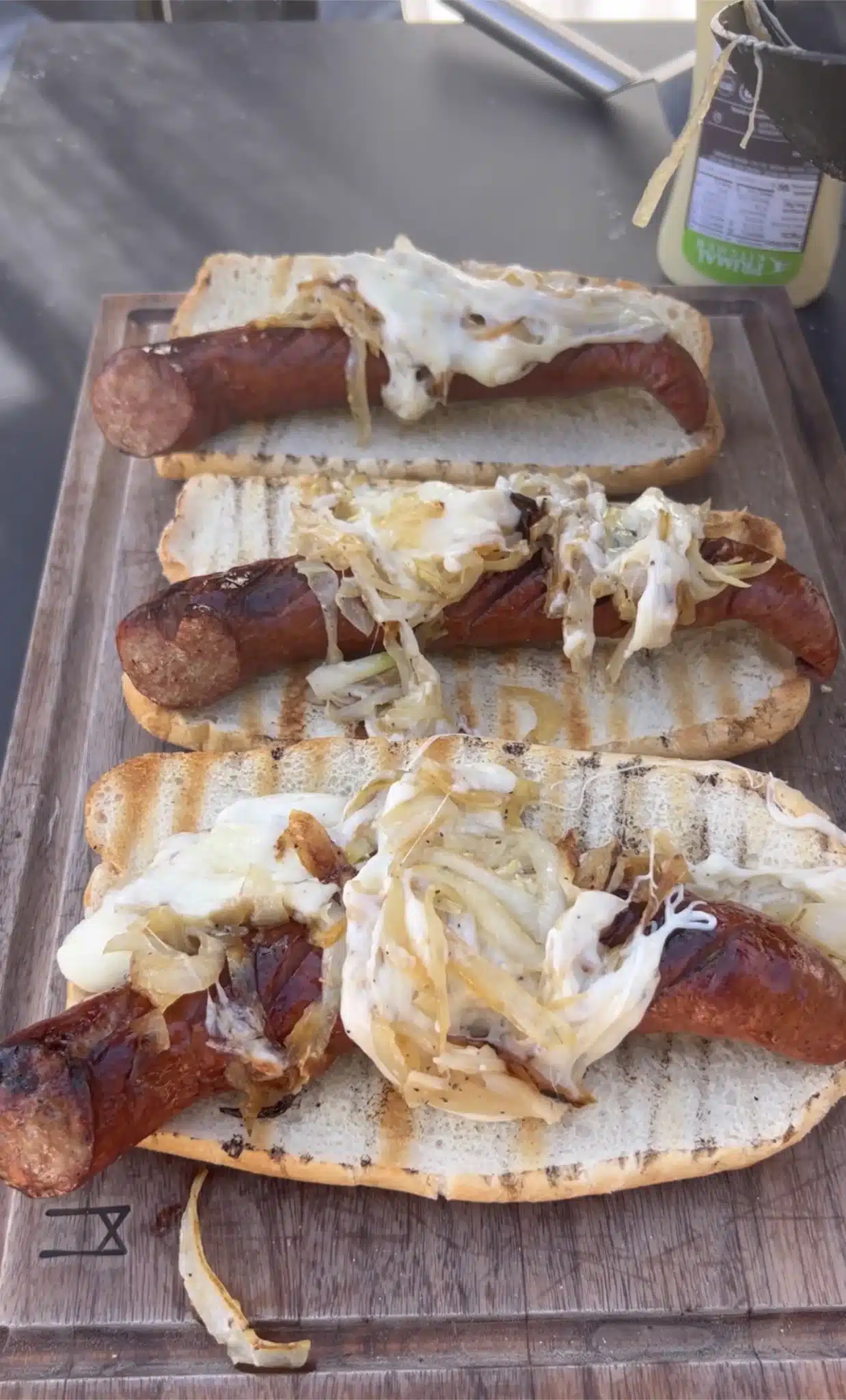 grilled-kielbasa-sausage-w-cheese-loaded-onions