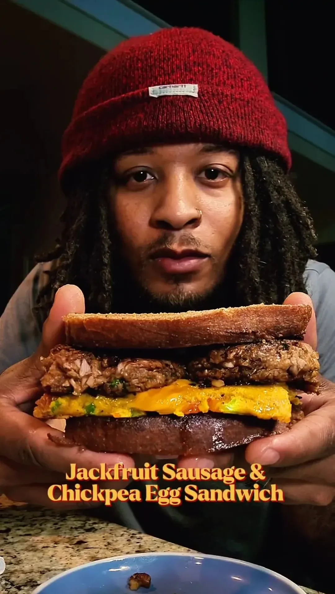jackfruit-sausage-and-chickpea-"egg"-sandwich