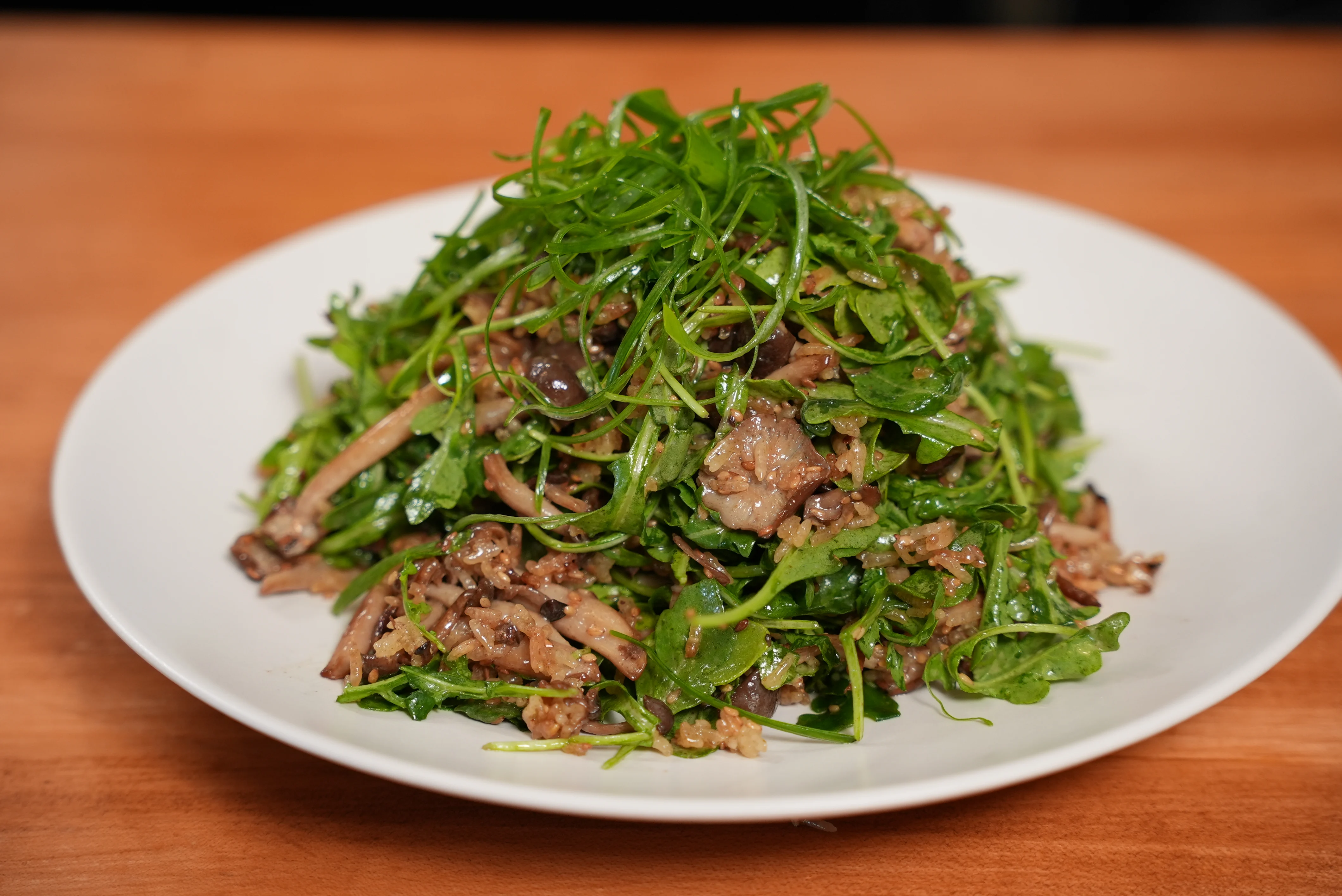 warm-mushroom-salad-with-crispy-rice-and-nori-vinaigrette