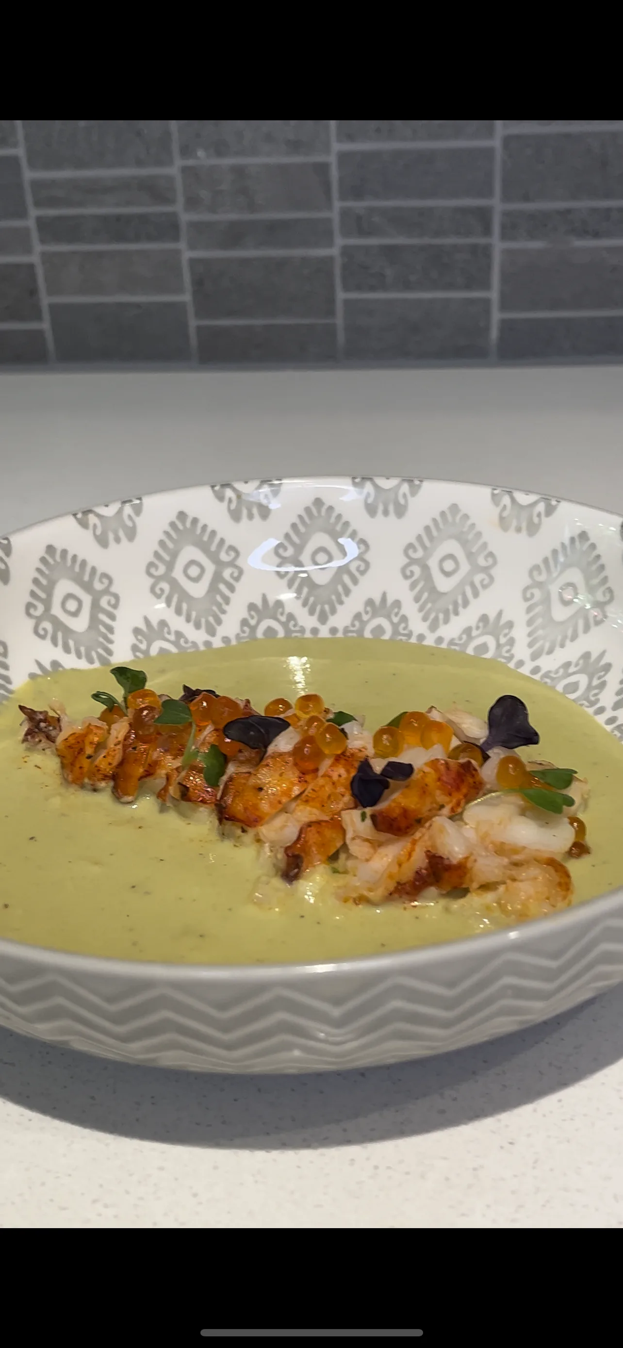 poached-lobster-tail-w-asparagus-puree-topped-w-salmon-roe