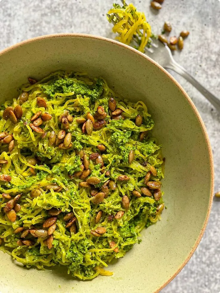 spaghetti-squash-pasta-with-pumpkin-seed-cilantro-pesto