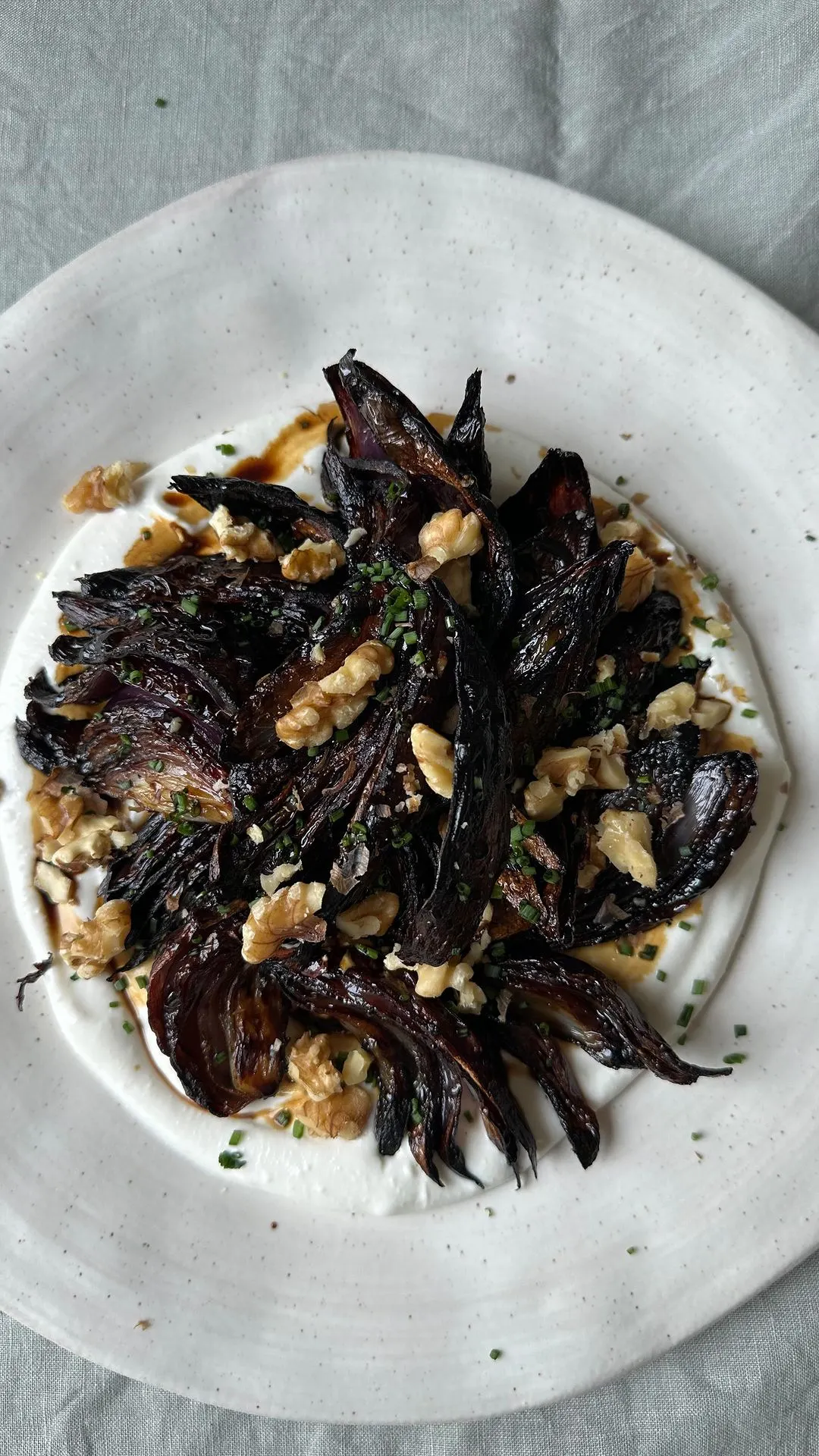 roasted-red-onions-with-whipped-feta-balsamic-vinegar-walnuts-and-chives