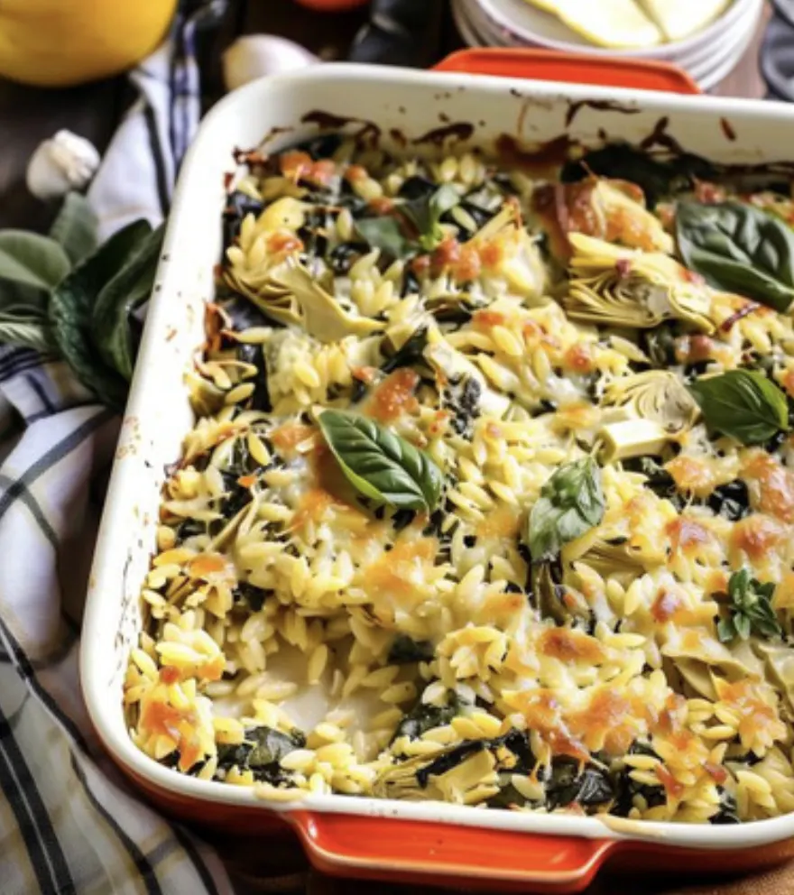 one-pan-spinach-orzo-bake