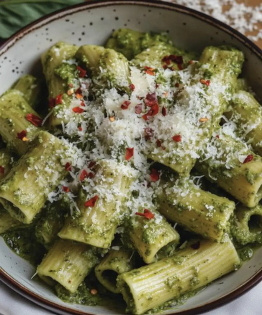 pesto-rigatoni-with-cherry-tomatoes