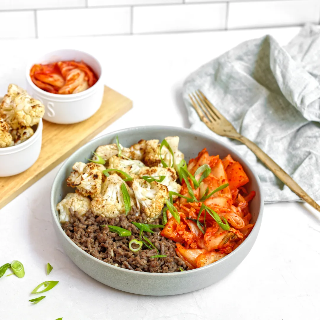 kimchi-beef-cauliflower-bowl