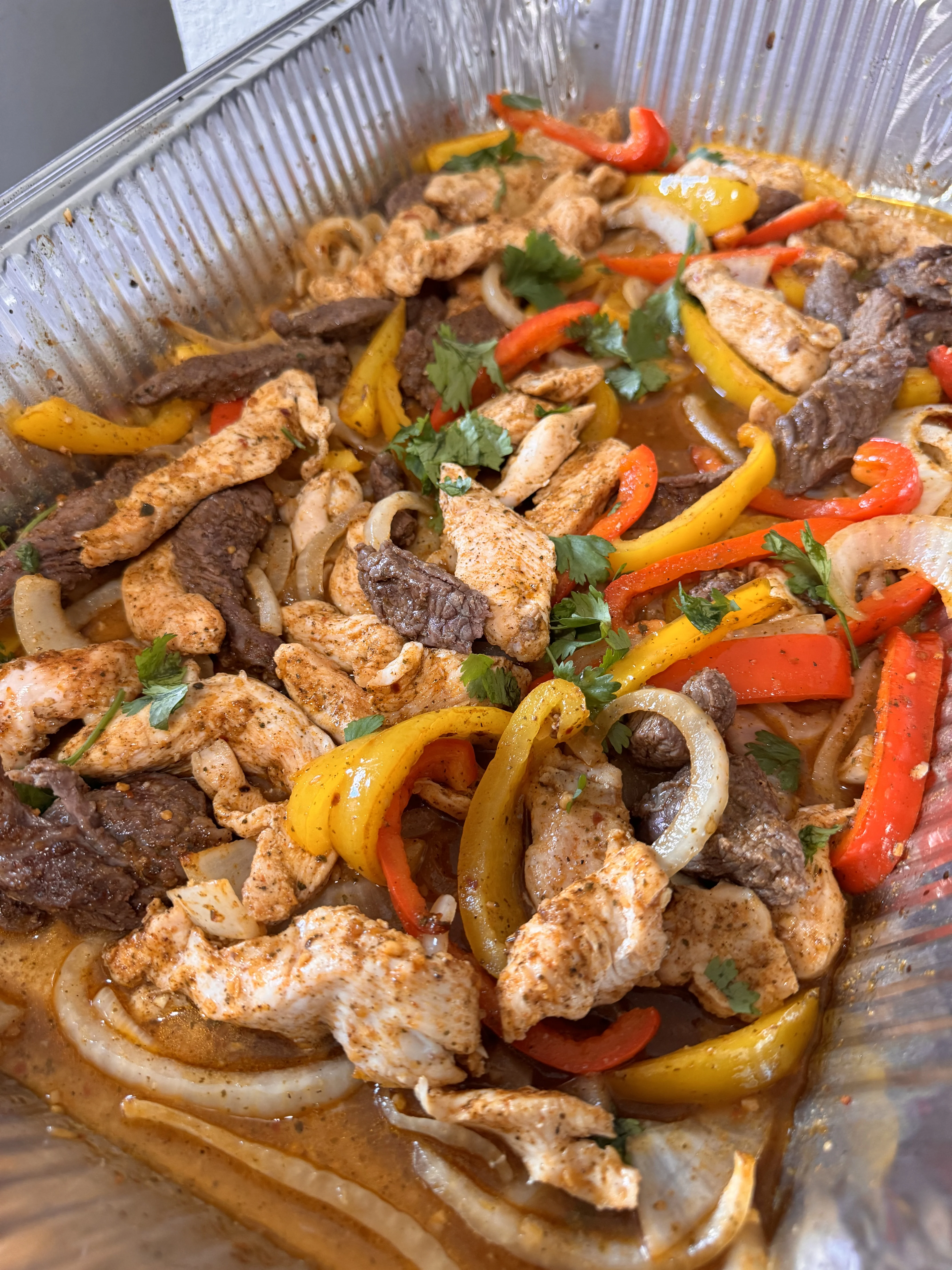 sheet-pan-chicken-and-beef-fajitas