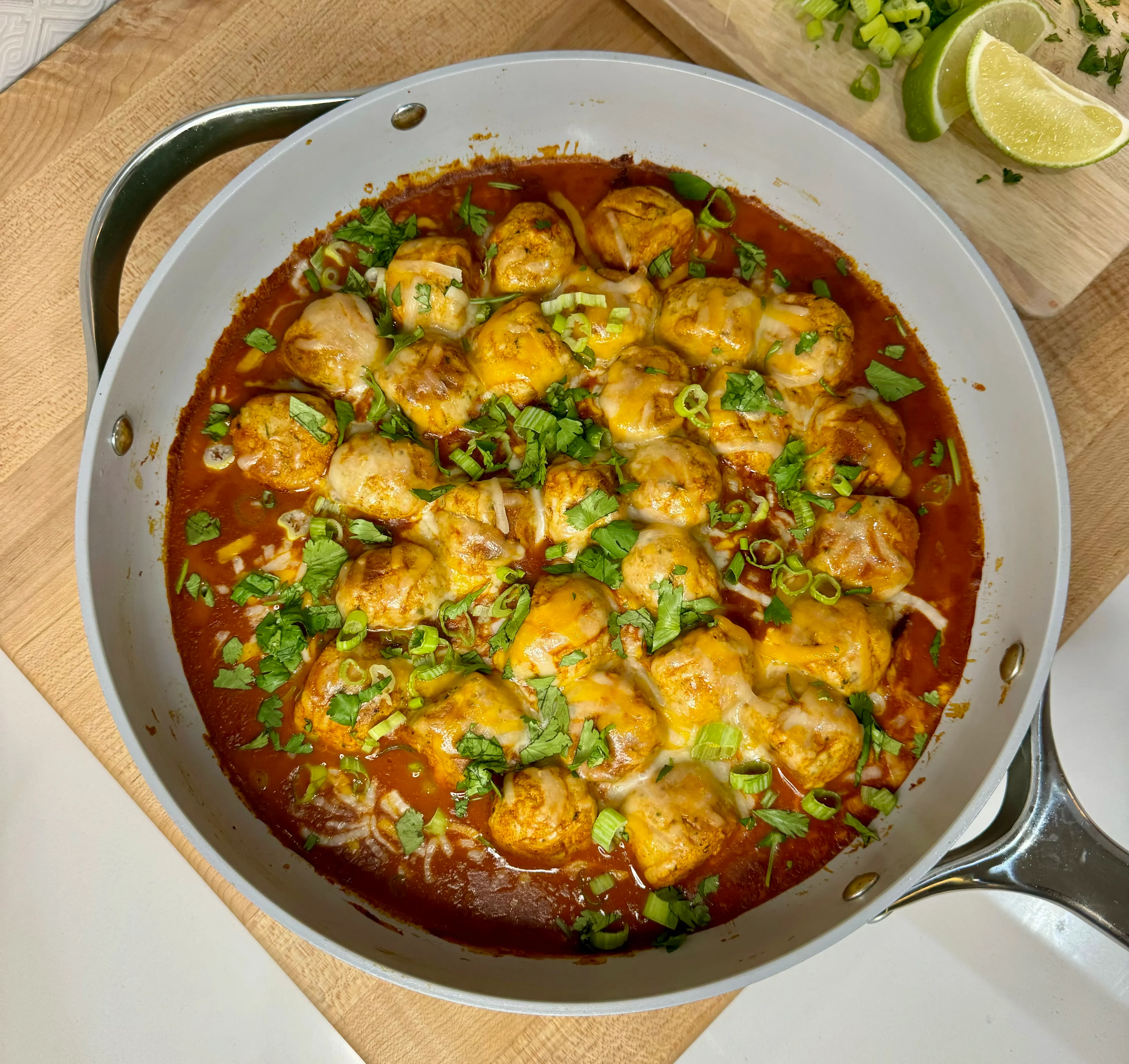 chicken-meatball-enchilada-skillet