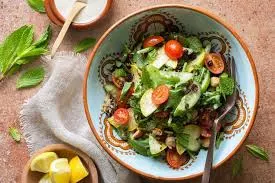 day-1-lunch-:-quinoa-salad-with-chickpeas-avocado-cherry-tomatoes-and-lemon-tahini-dressing
