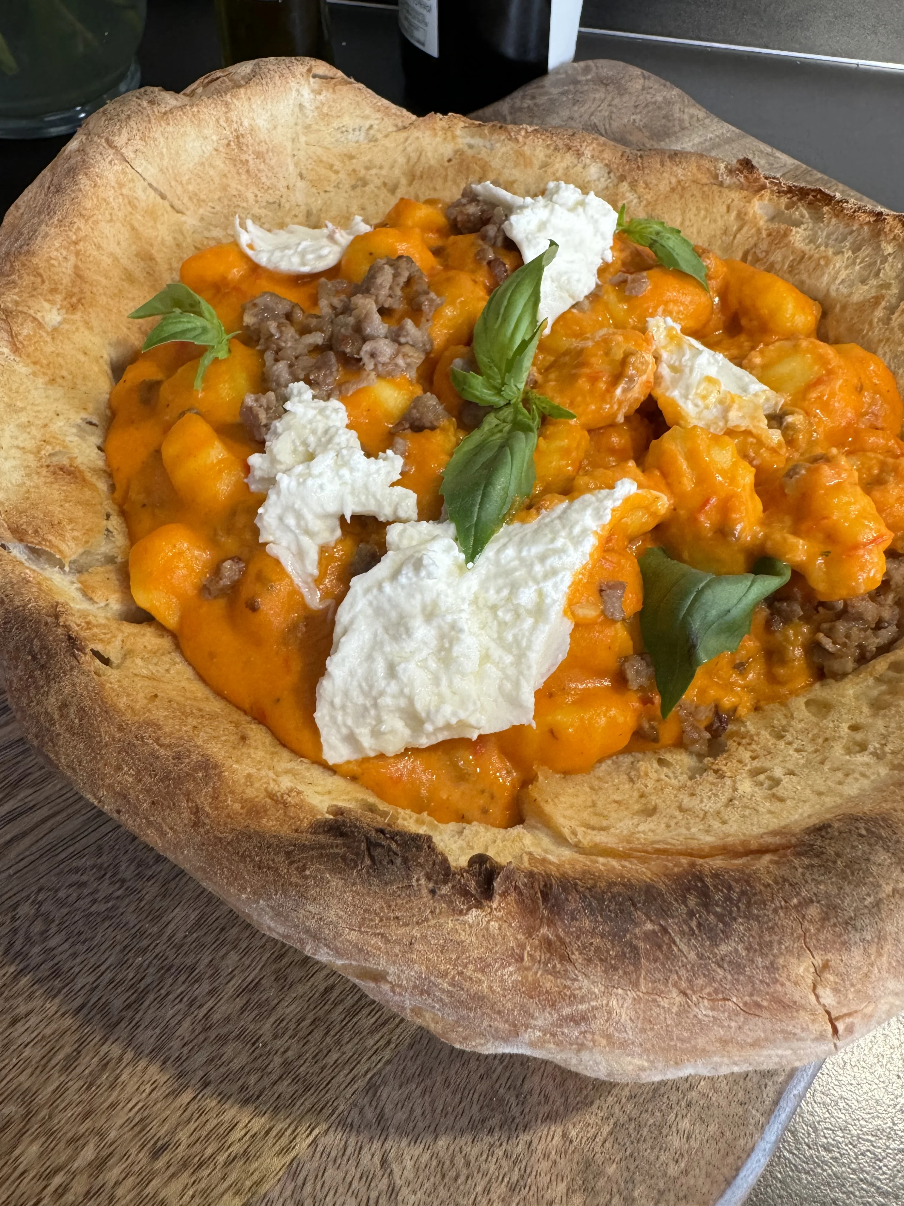 gnocchi-alla-positanese-in-a-crispy-pizza-bowl-a-match-made-in-heaven