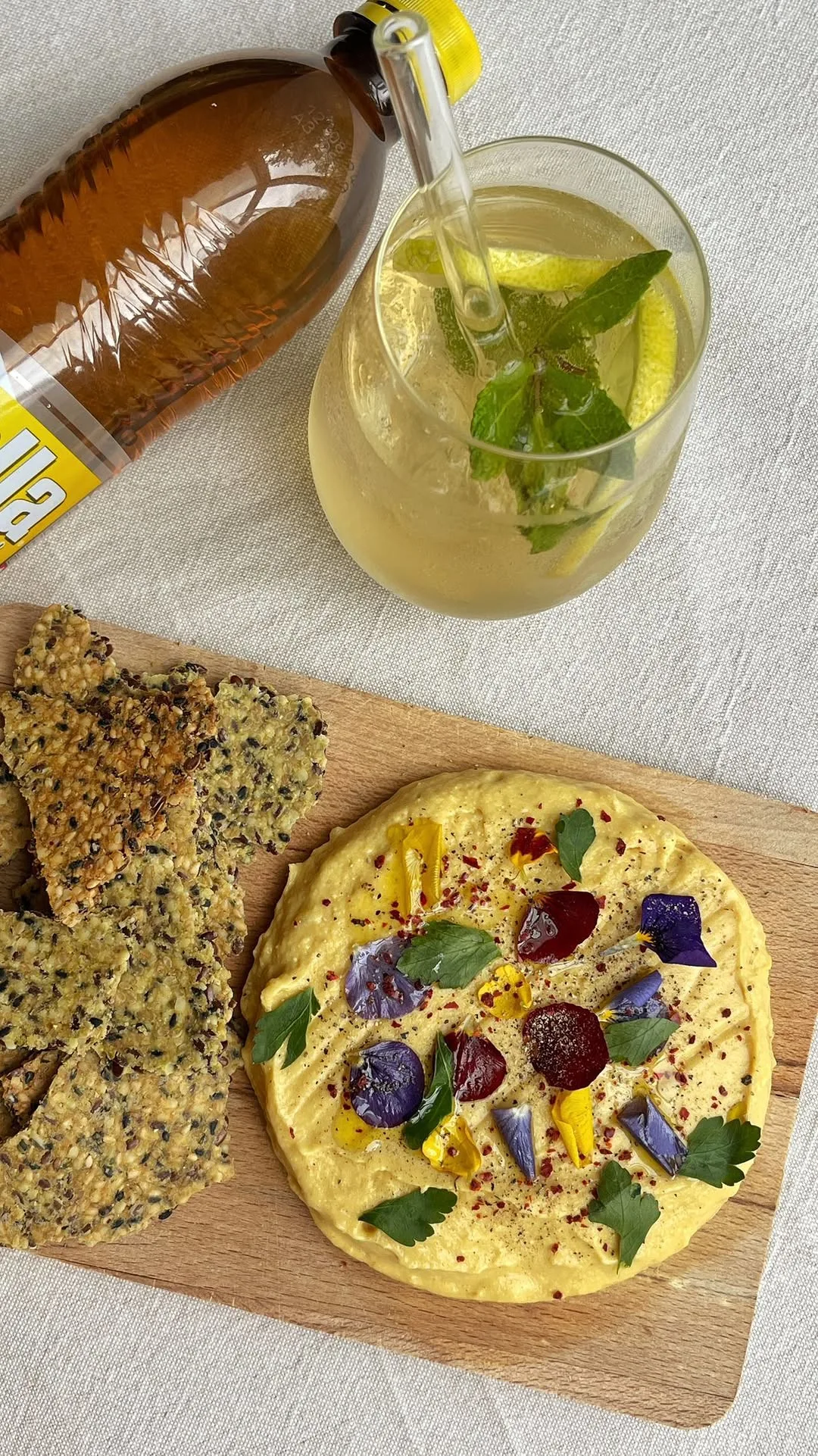 homemade-plant-based-cheese-with-lemon-rivella-spritz