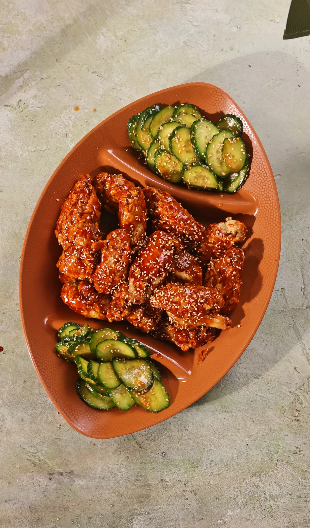 crispy-korean-style-chicken-wings-with-korean-spicy-cucumber-salad