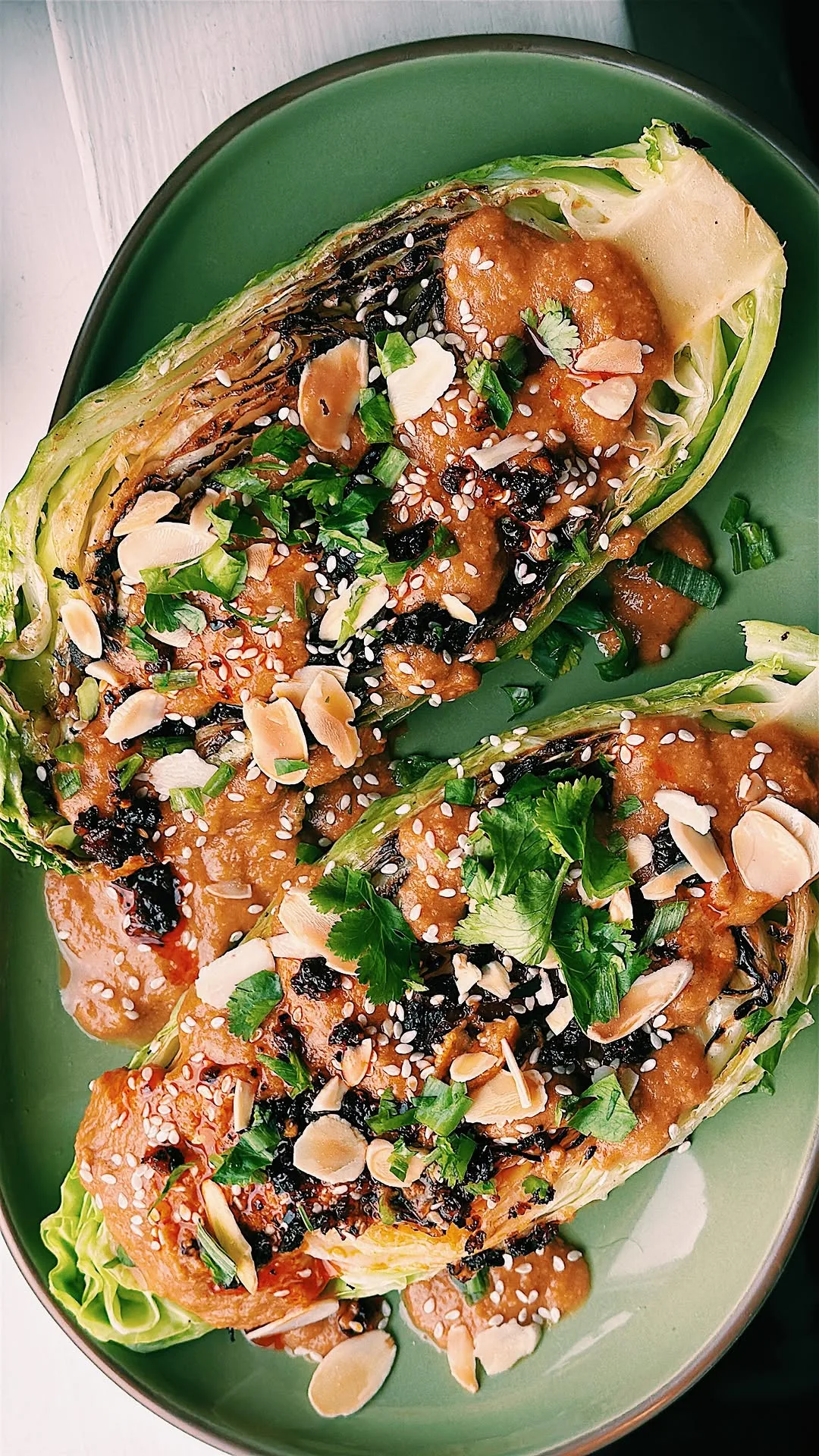 charred-hispi-cabbage-with-peanut-satay-dressing