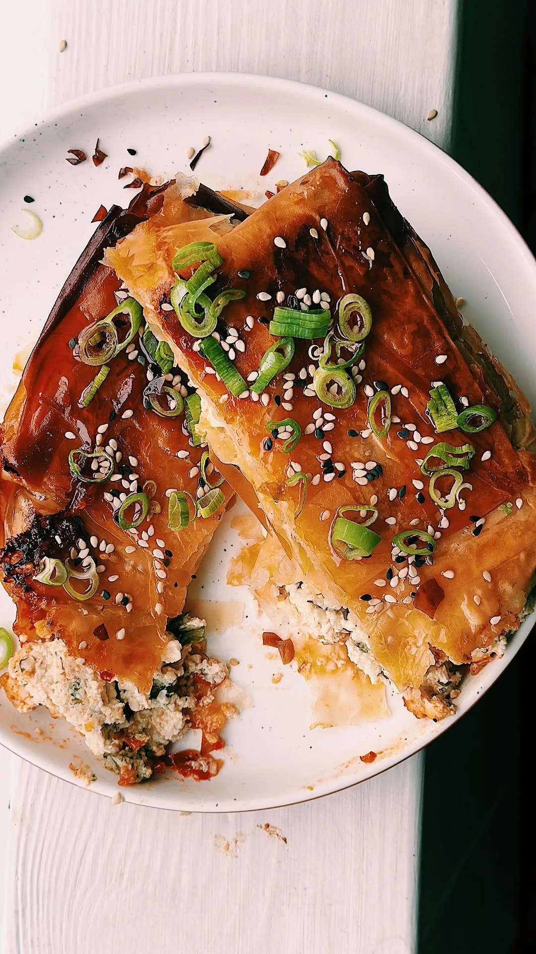chilli-jam-and-tofu-ricotta-filo-parcel
