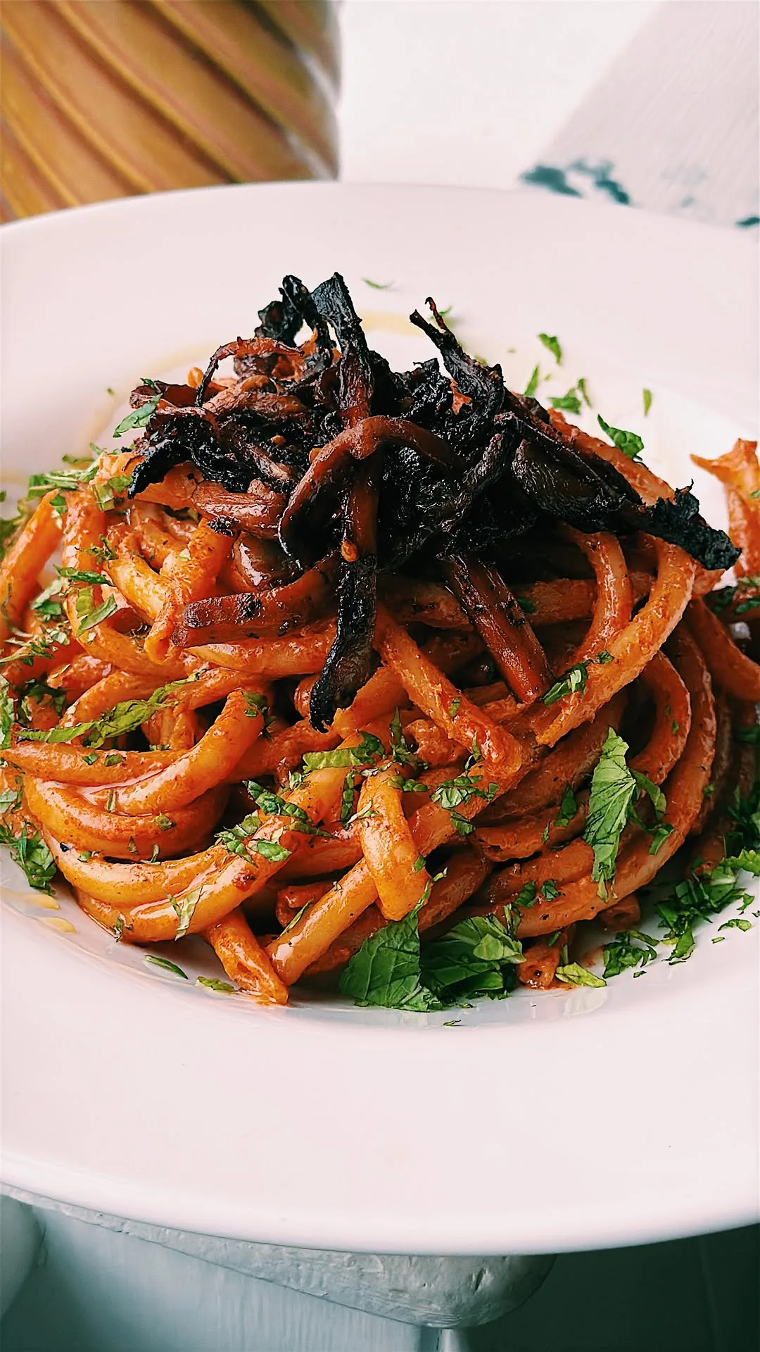 15-minute-turkish-pasta-with-pulled-harissa-oyster-mushies