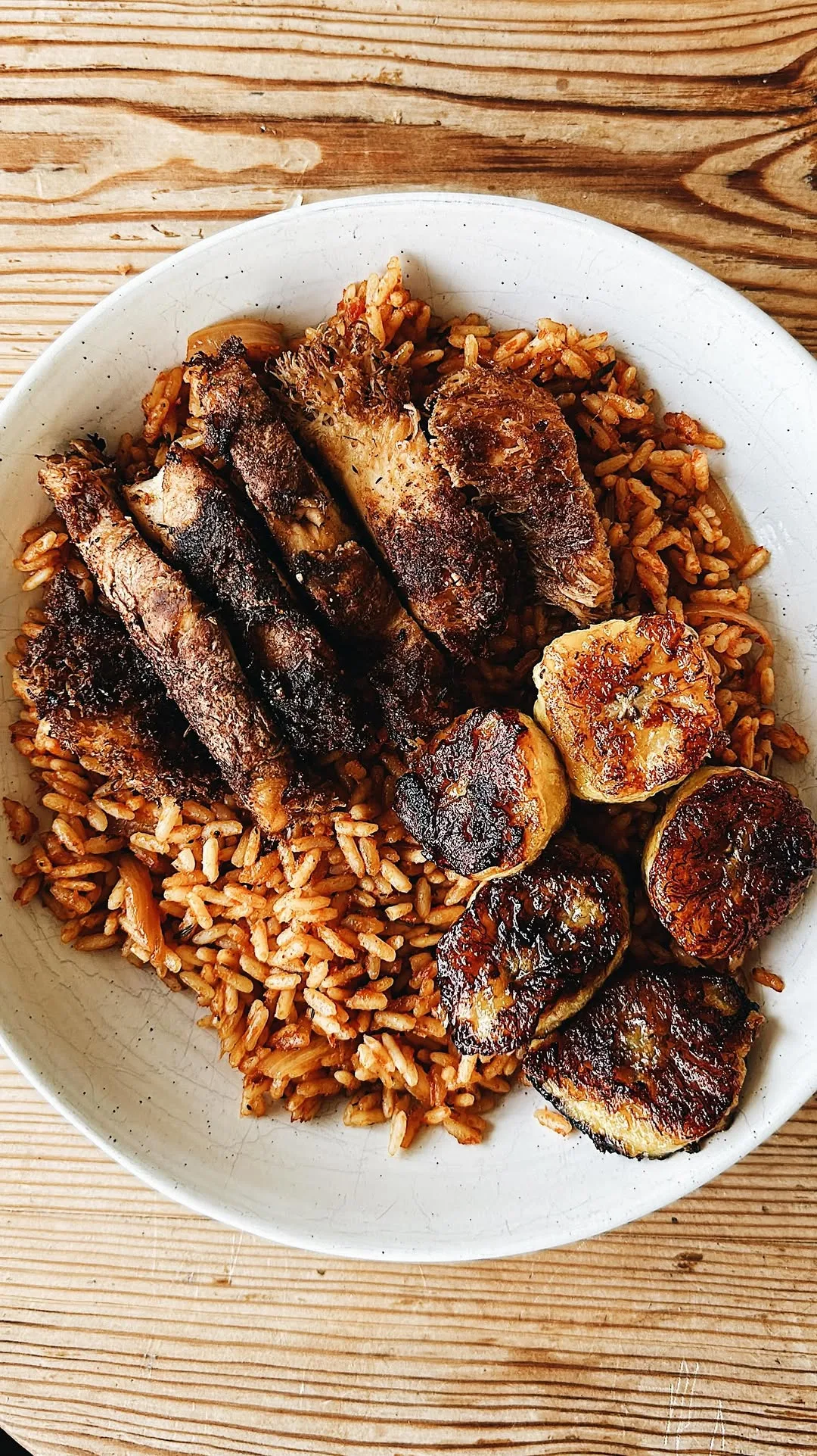 jollof-rice-with-lions-mane-and-plantain