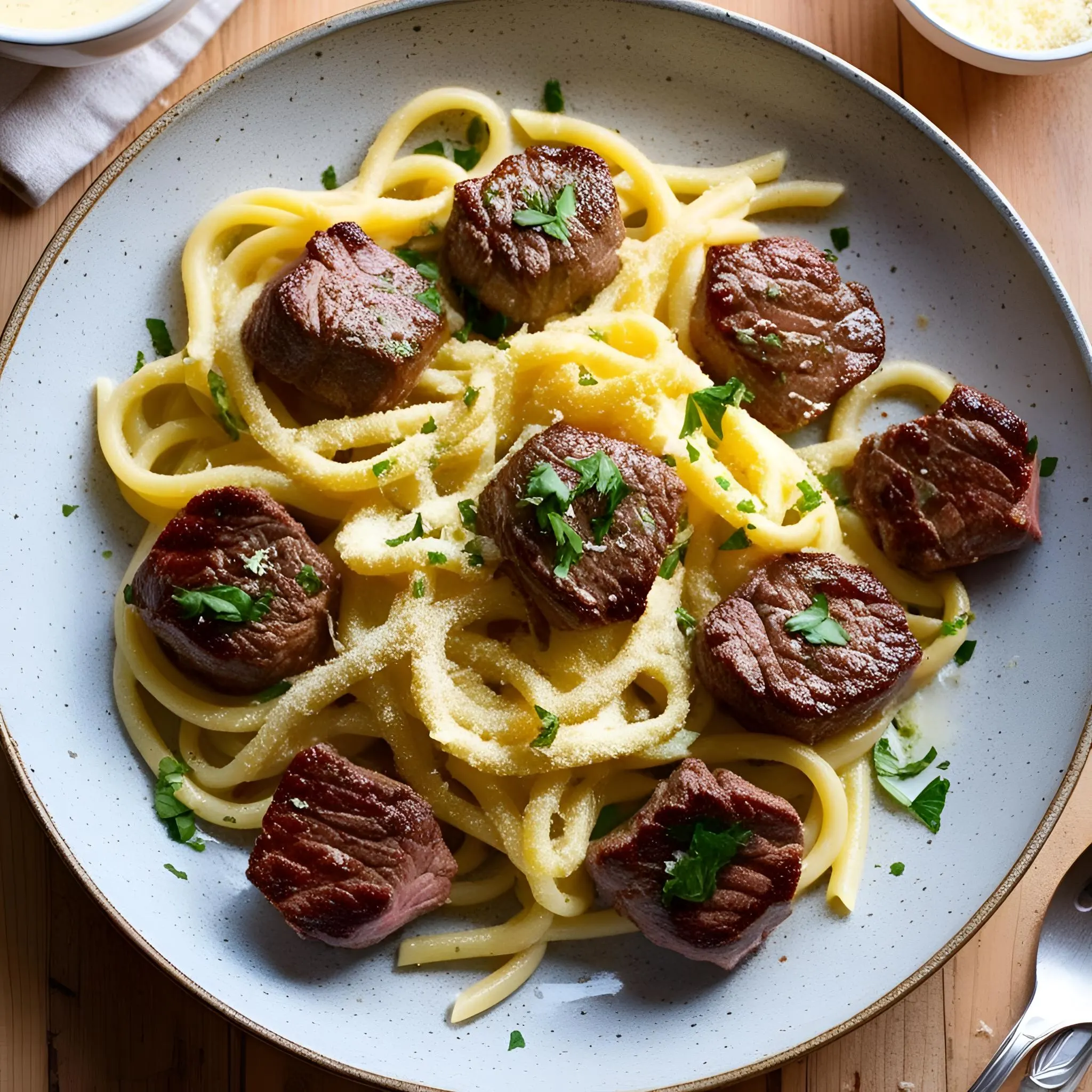 garlic-butter-steak-bites-with-creamy-parmesan-pasta