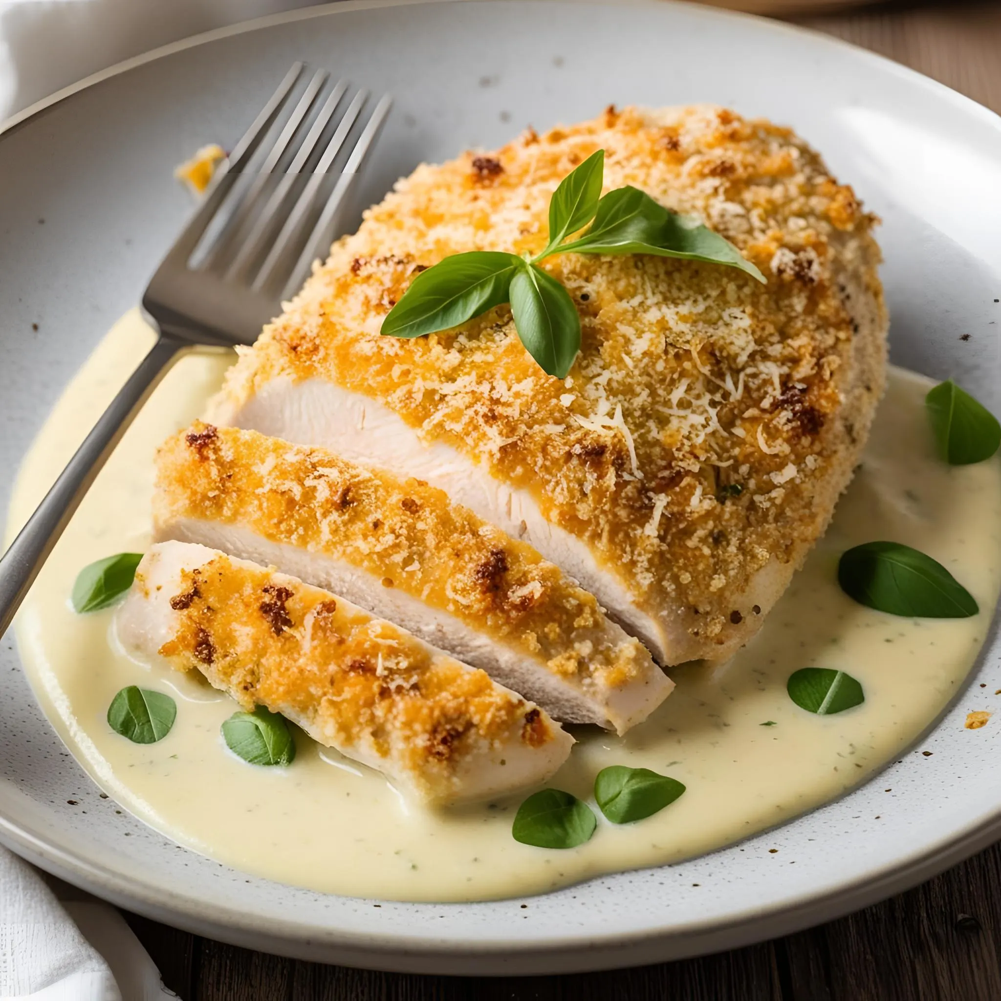 parmesan-crusted-chicken-with-creamy-garlic-sauce