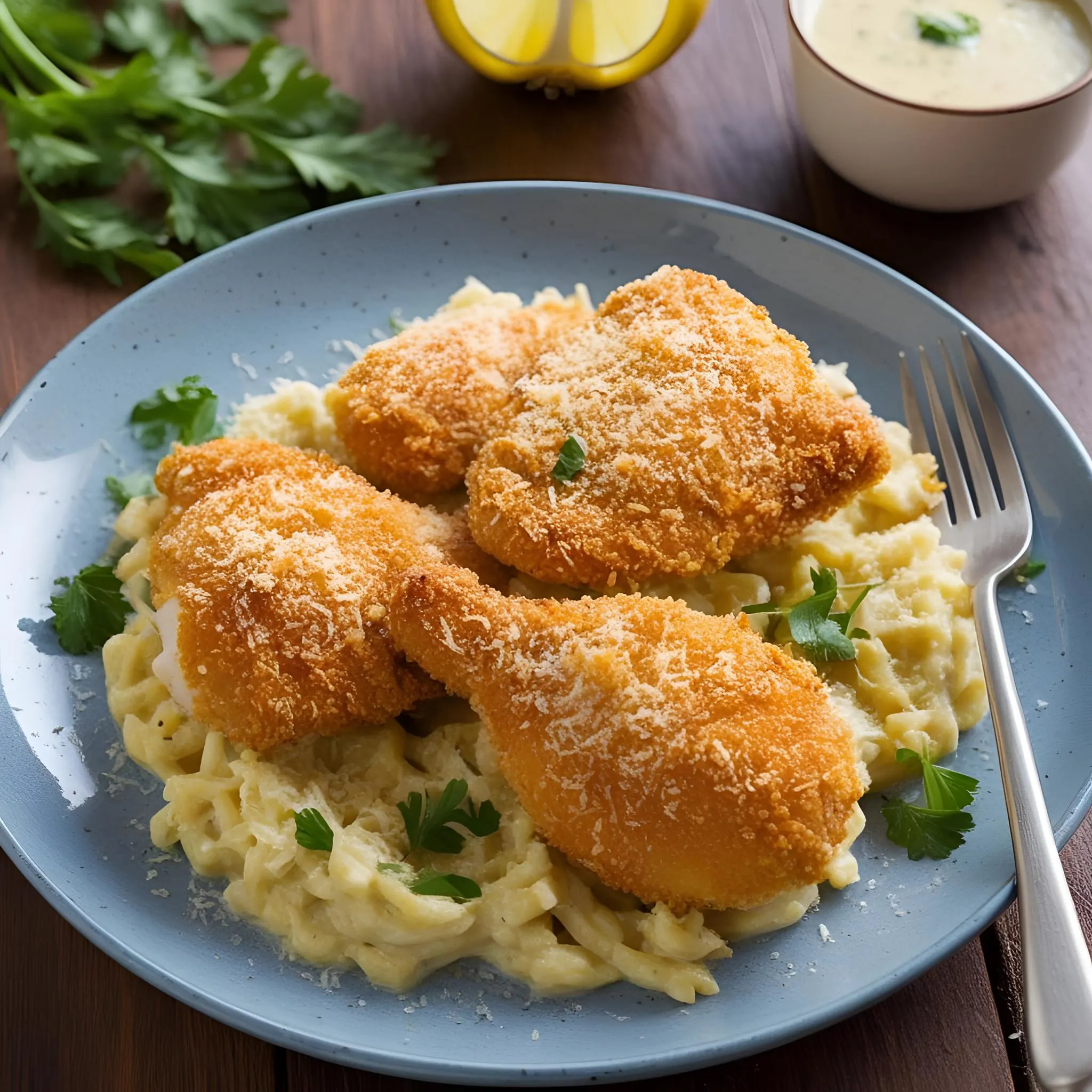 crispy-parmesan-chicken-with-a-rich-garlic-sauce