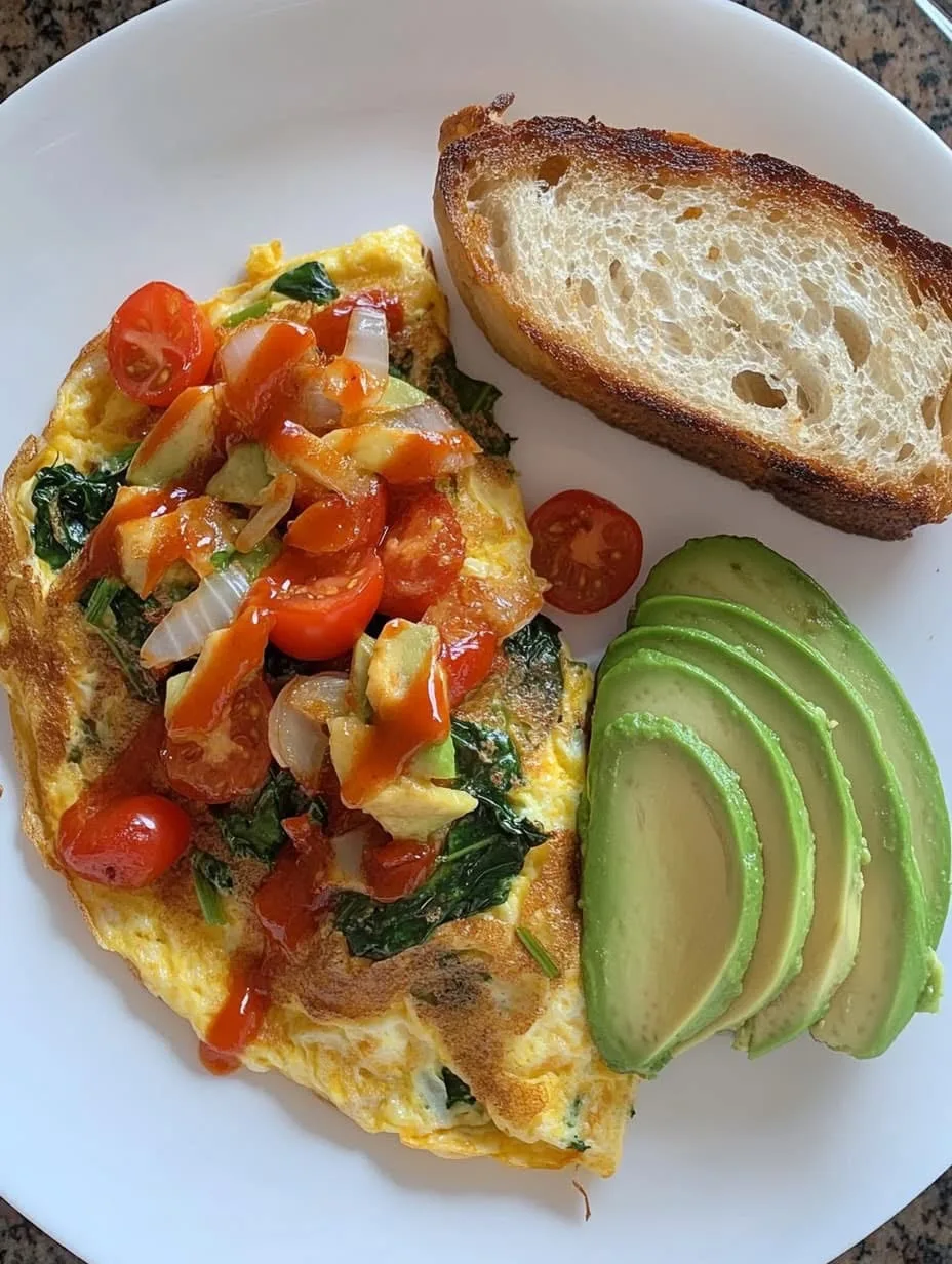 veggie-omelette-with-avocado-and-sourdough-toast