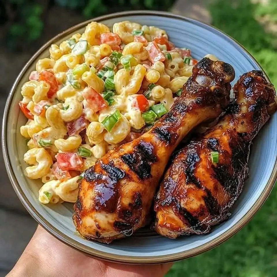 grilled-bbq-chicken-and-creamy-macaroni-salad