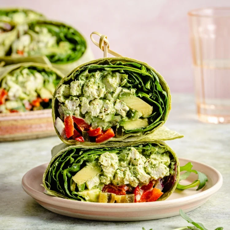 tahini-jalapeno-green-goddess-chicken-salad-wraps