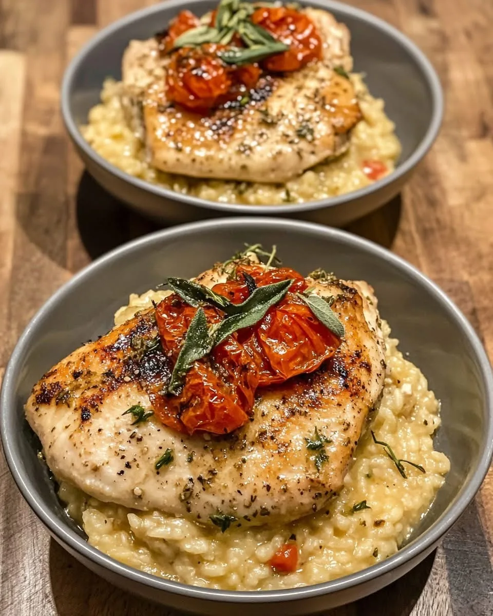 garlic-herb-chicken-with-roasted-tomato-risotto