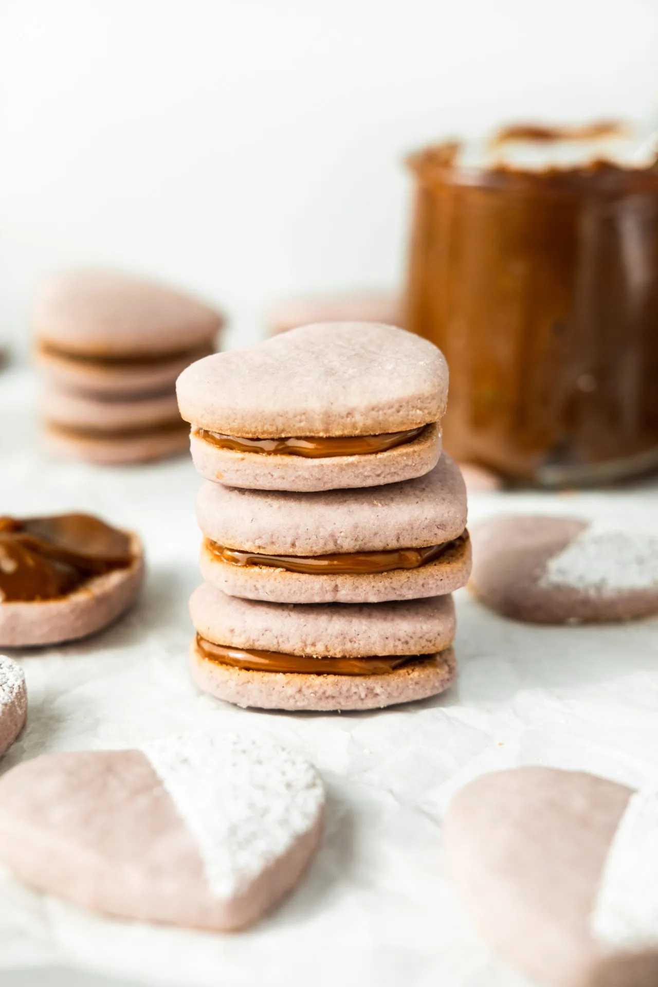heart-shaped-taro-alfajores-cookies