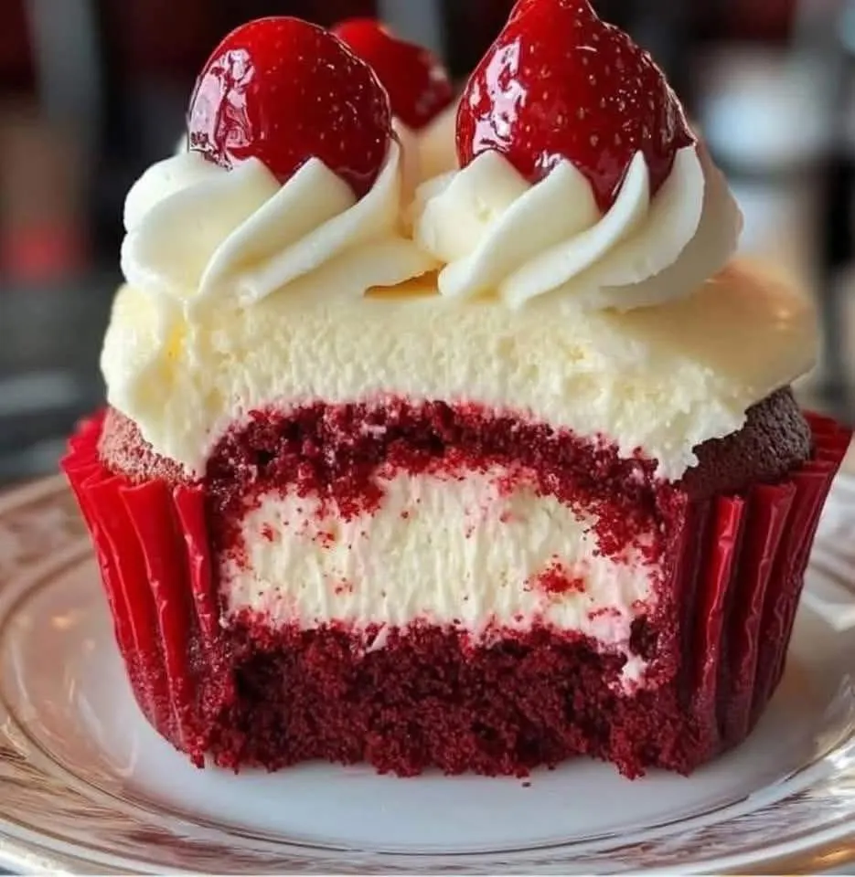 strawberry-cheesecake-red-velvet-cupcakes