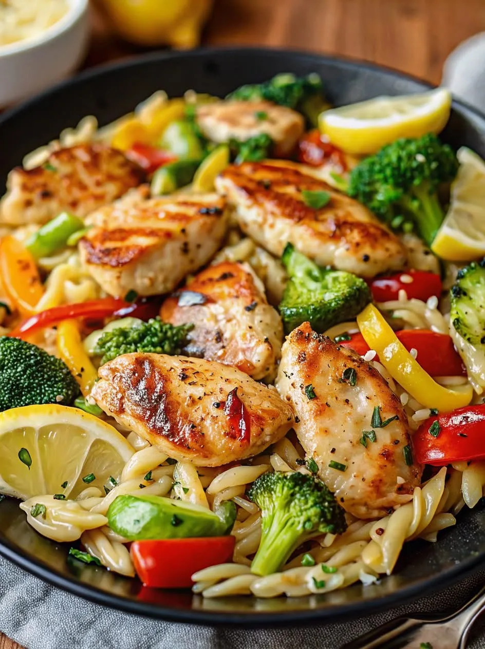 lemon-chicken-and-veggie-orzo-stir-fry