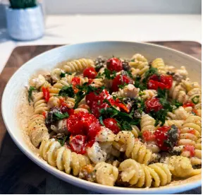 fermented-cherry-tomato-and-roasted-chickpea-pasta-salad