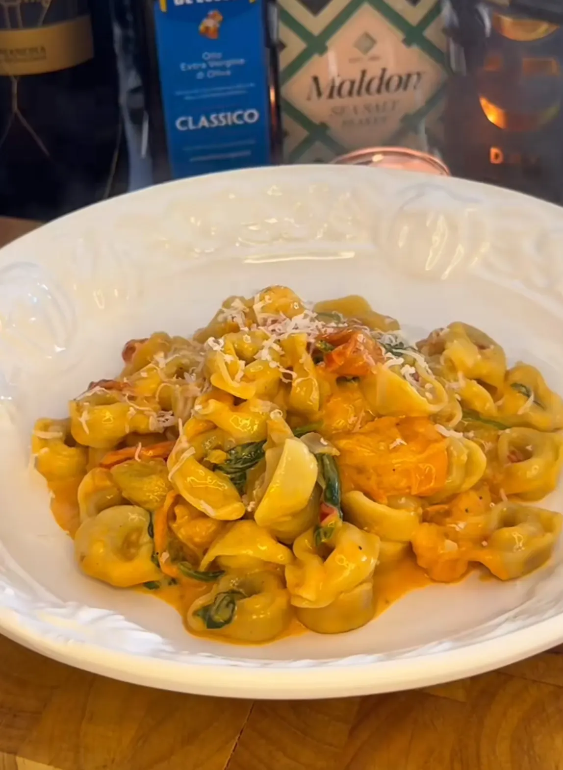 creamy-tortellini-with-roasted-peppers-cherry-tomatoes-and-spinach