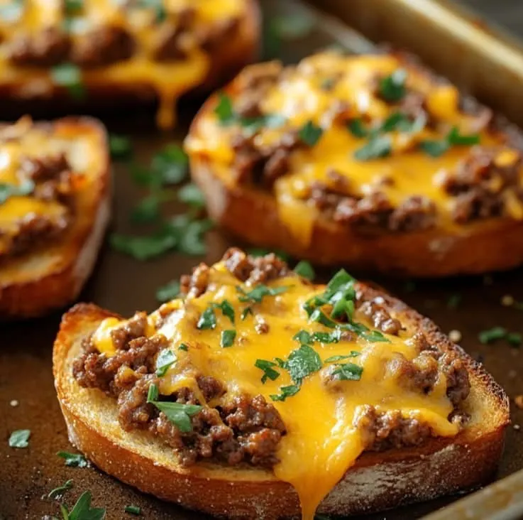 cheesy-ground-beef-open-faced-sandwiches