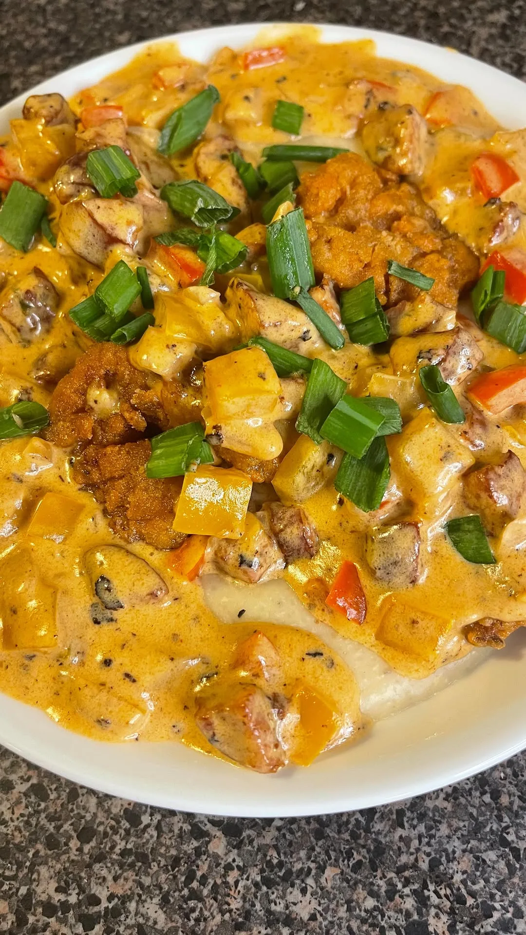 fried-shrimp-and-grits-with-cajun-sauce