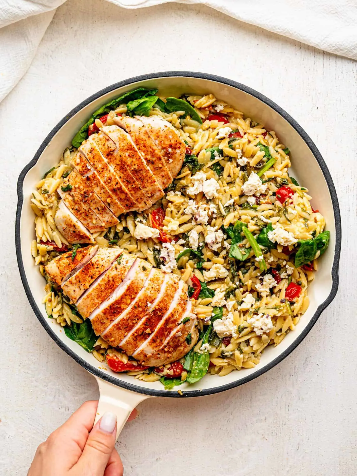 spinach-feta-chicken-and-orzo-bake