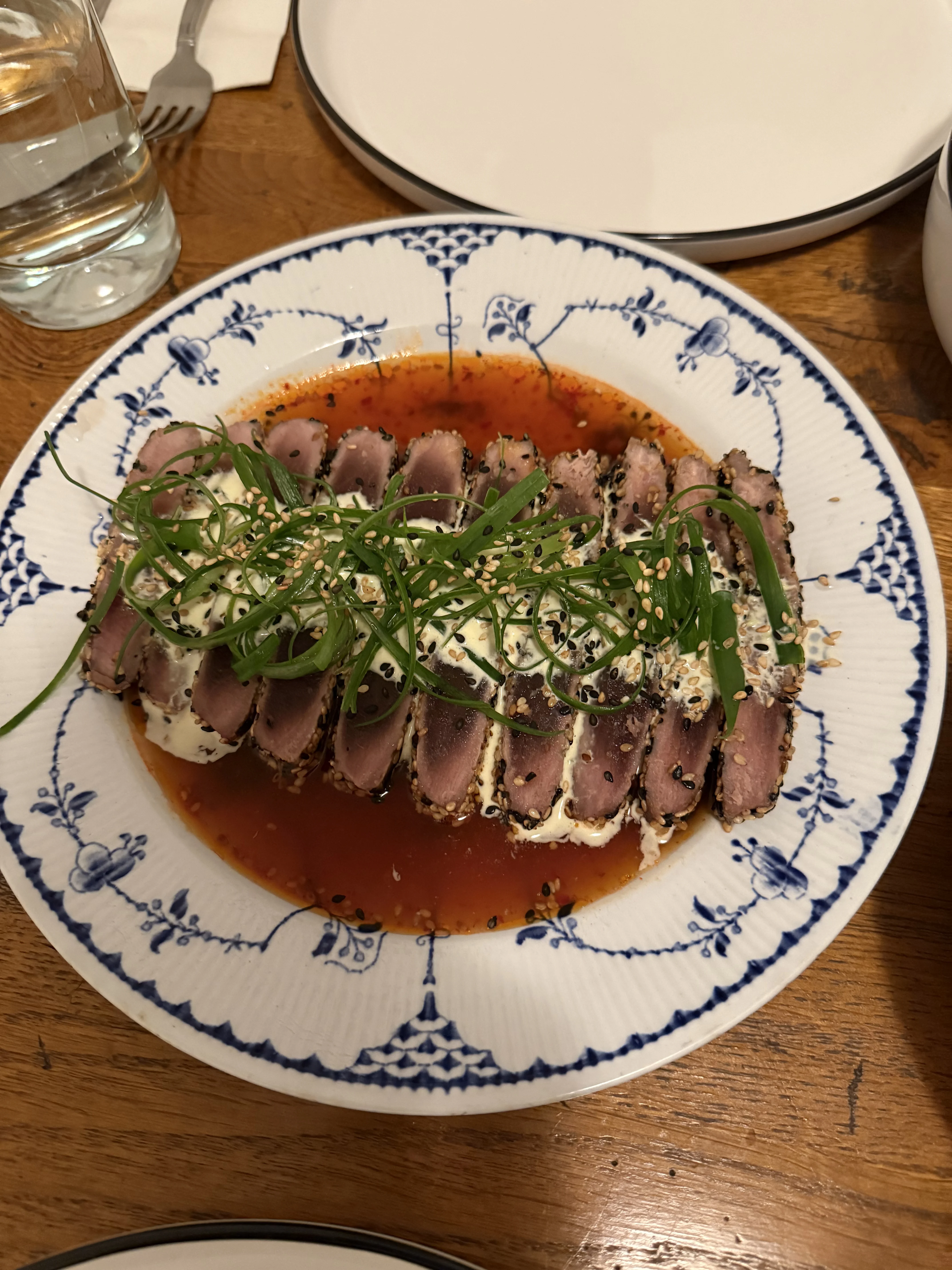 sesame-crusted-ahi-tuna-honey-sriracha-vinaigrette-wasabi-aioli