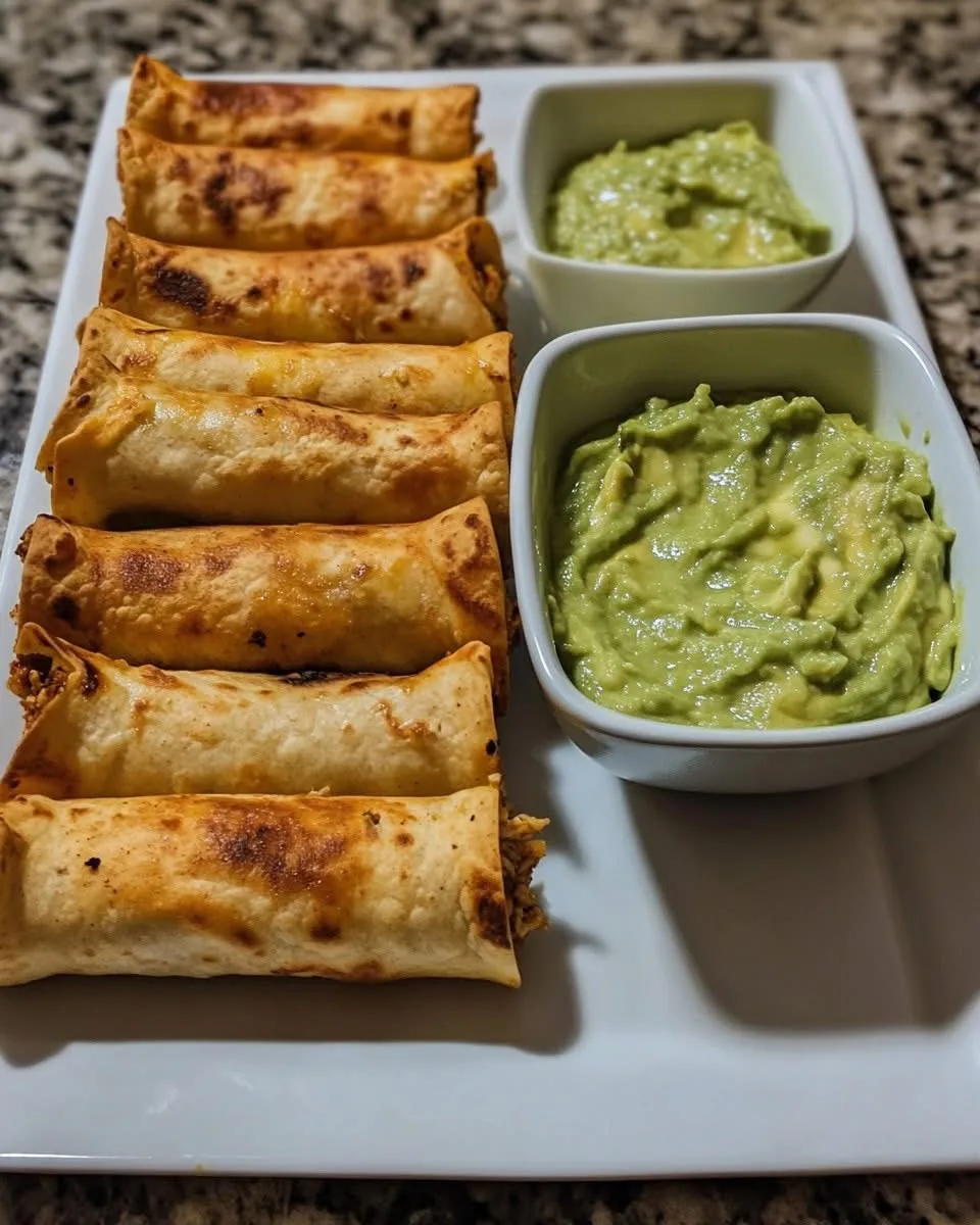 crispy-oven-baked-chicken-taquitos-with-creamy-avocado-dip