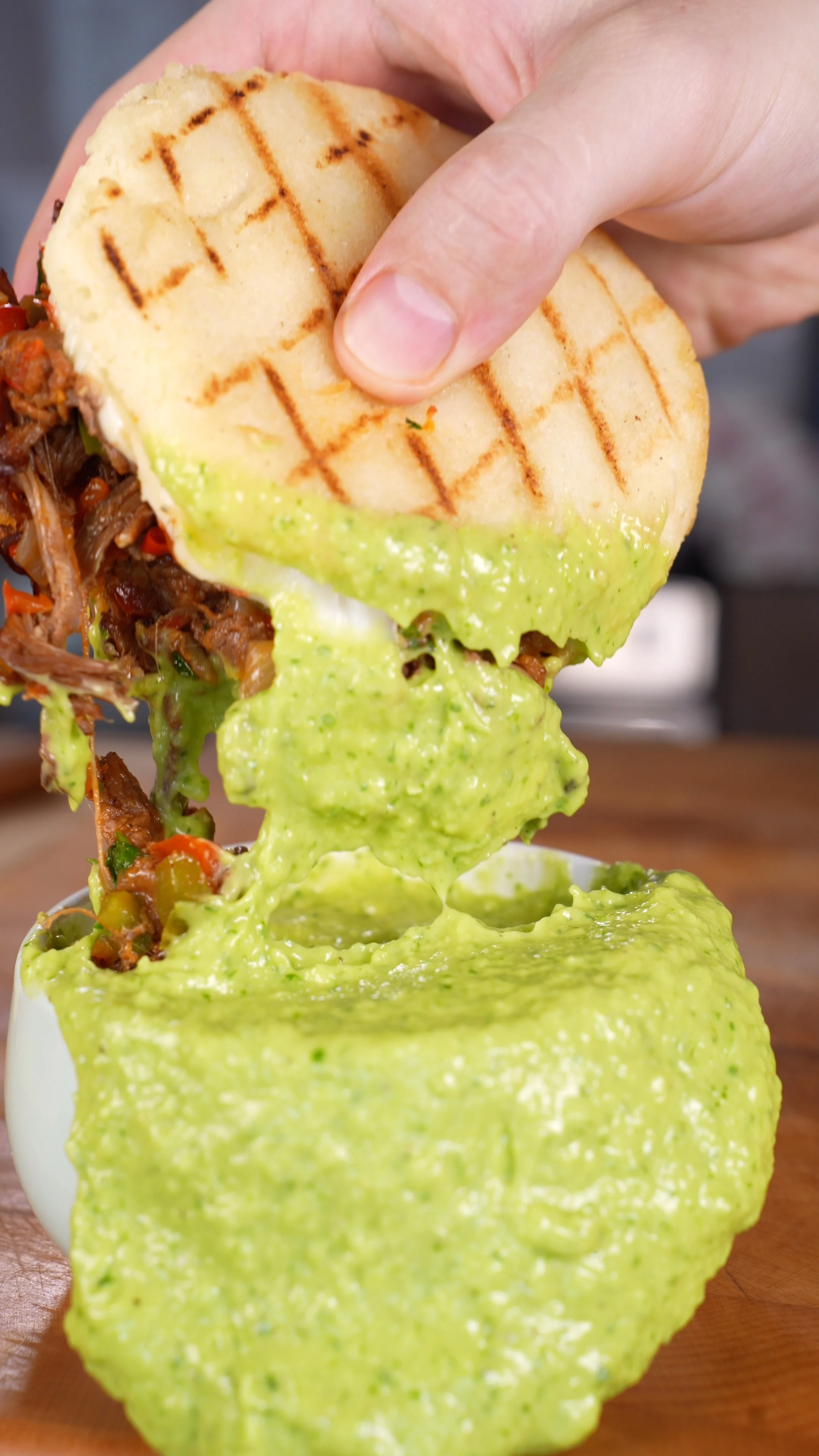 arepas-with-braised-beef-and-guasacaca