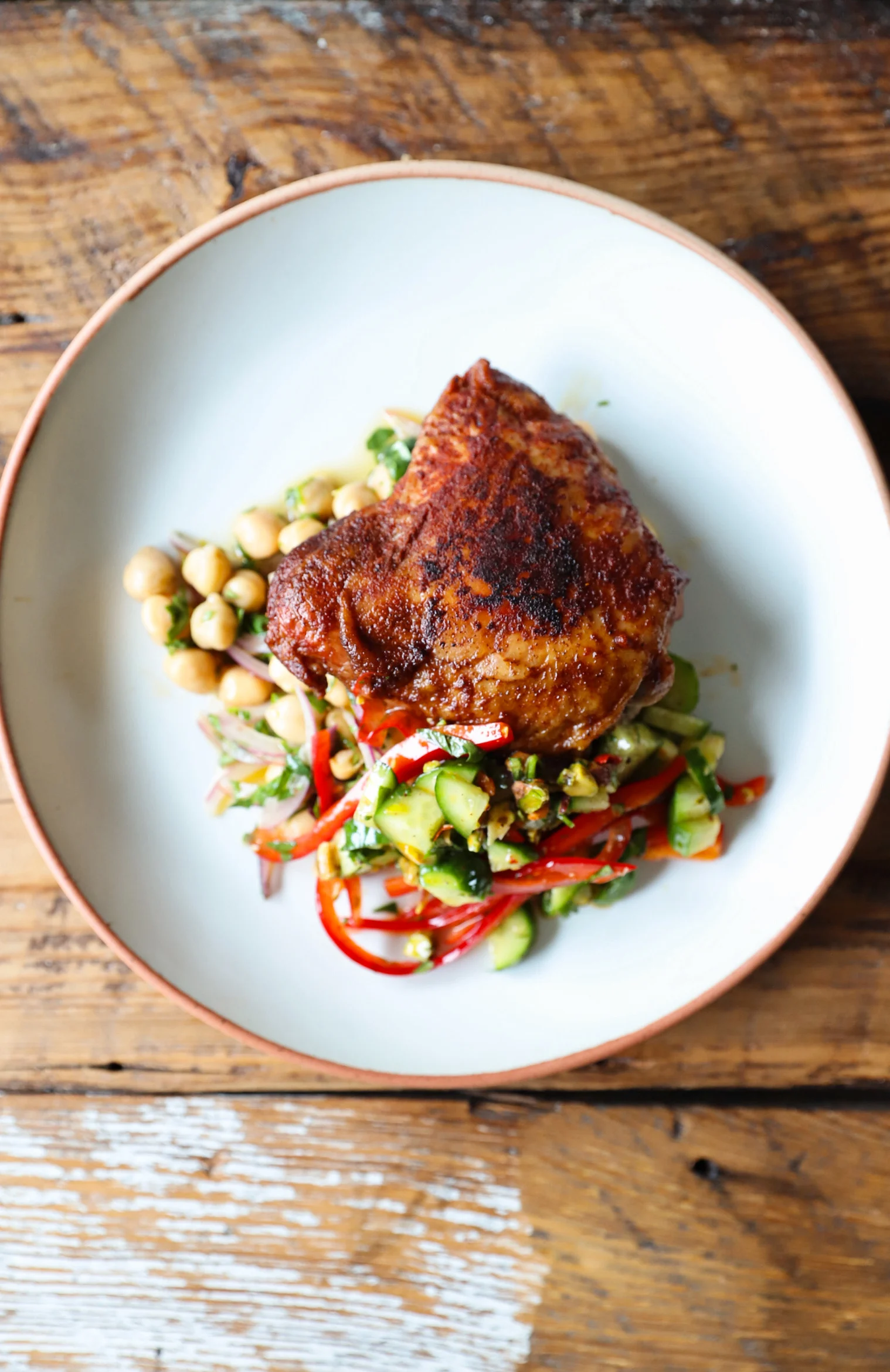 smoked-chicken-with-chickpea-salad