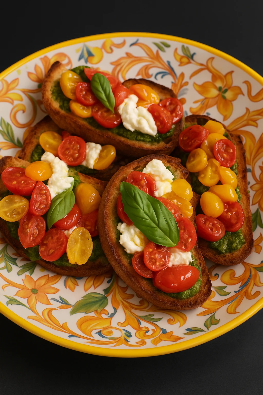 crostino-with-pesto-roasted-cherry-tomatoes-and-burrata