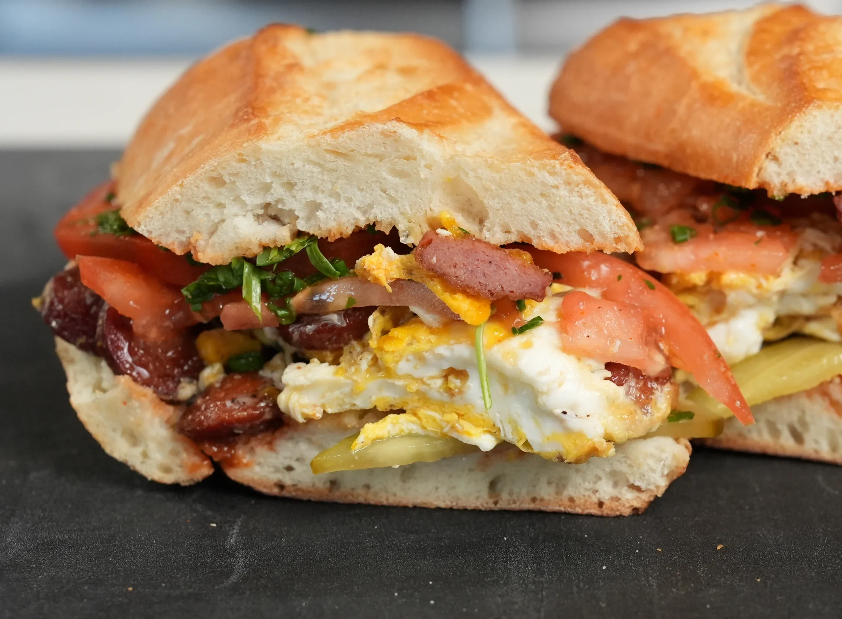 sosis-tokhme-morgh-sandwich-(egg-and-hotdog-omelette)