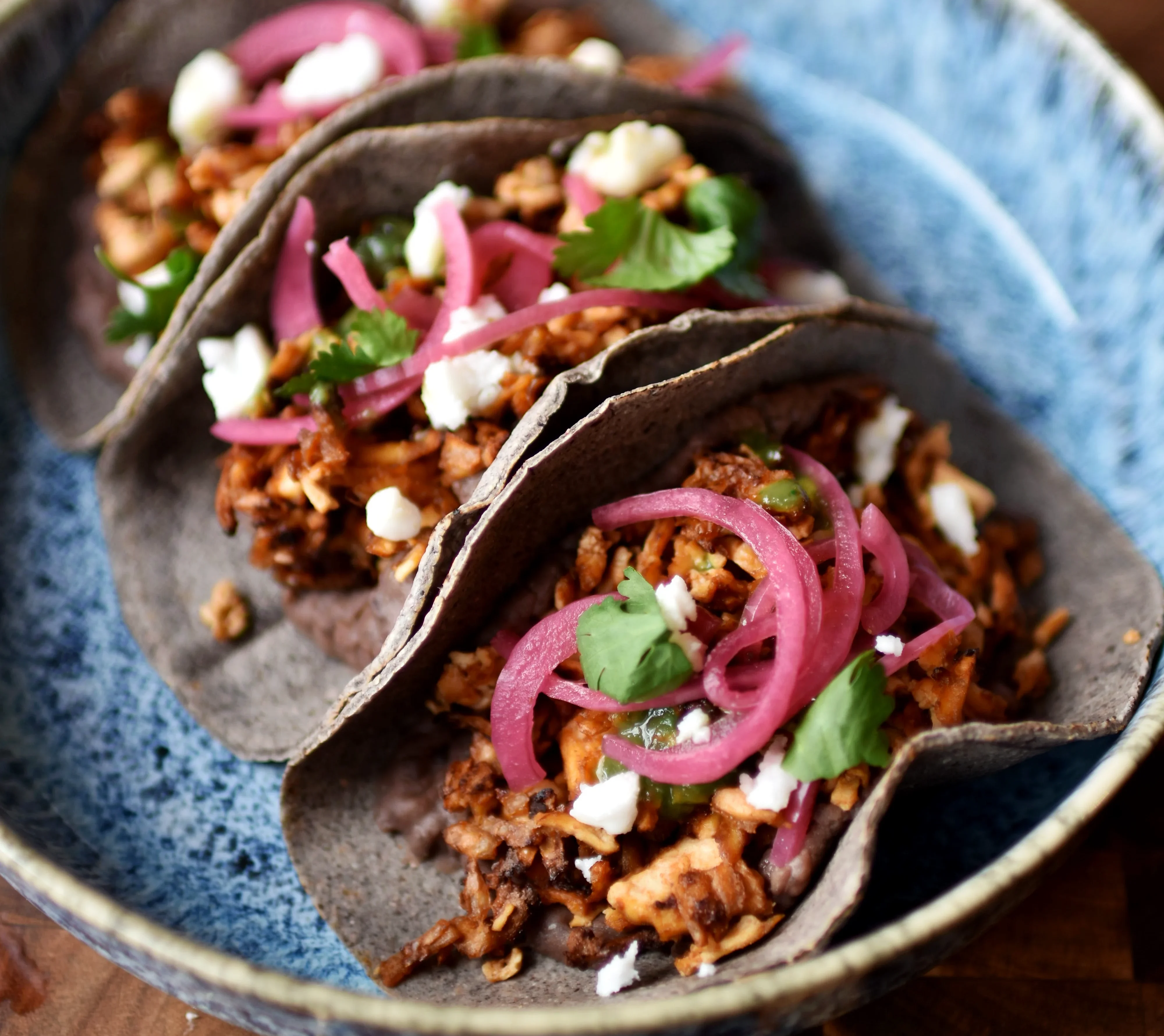 shredded-tofu-blue-corn-tacos