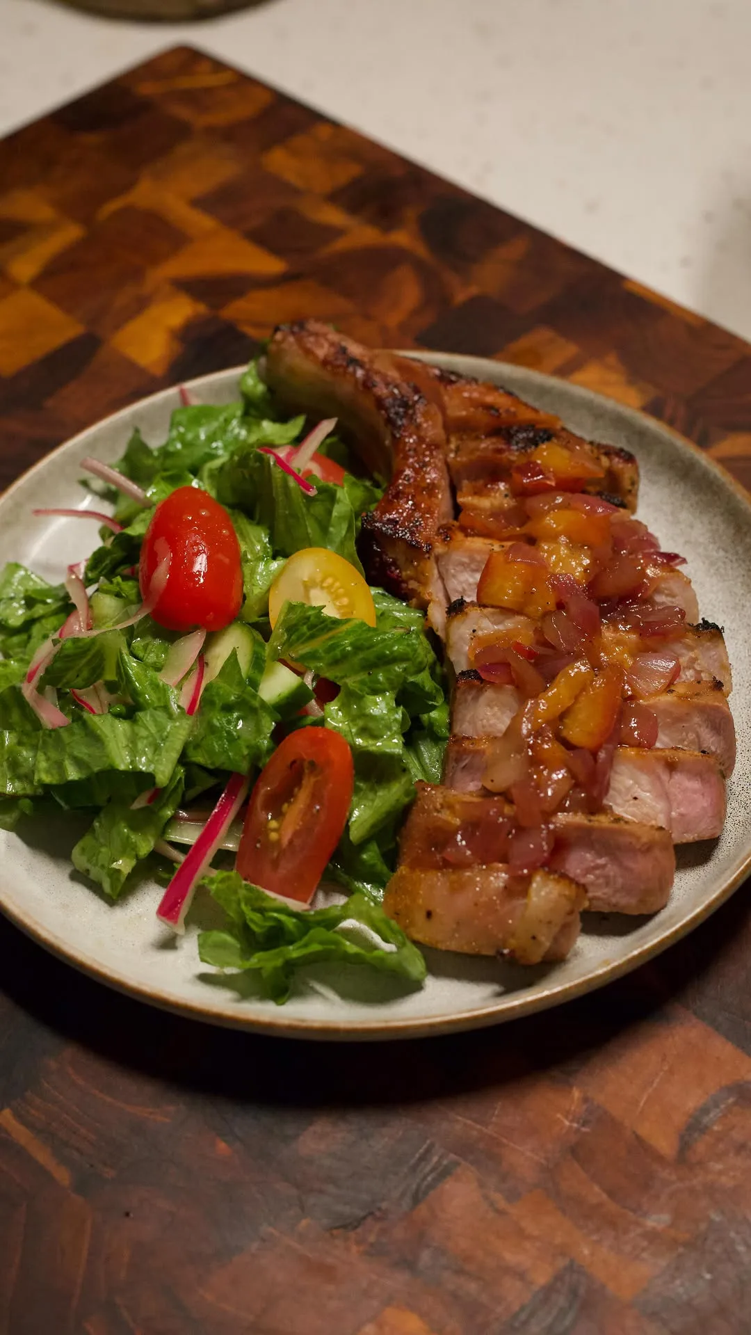 grilled-pork-chop-with-peach-and-cognac-chutney