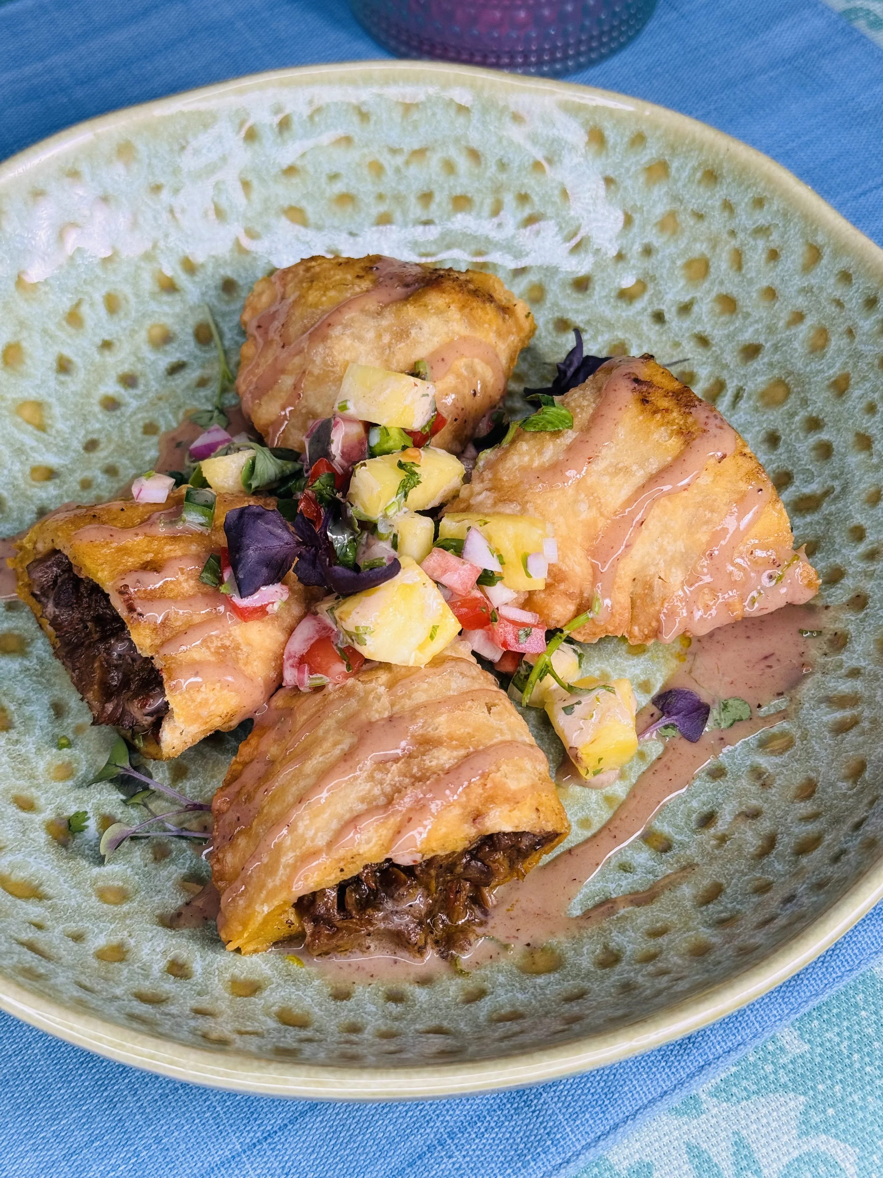 short-rib-empanadas-with-chipotle-de-leche-and-pineapple-salsa