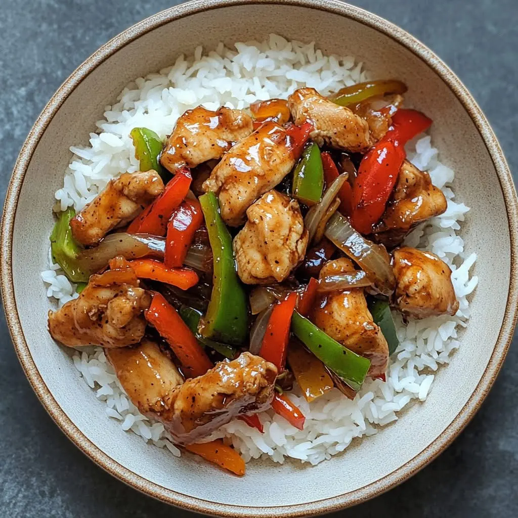 chicken-stir-fry-with-bell-peppers-and-onions-over-rice