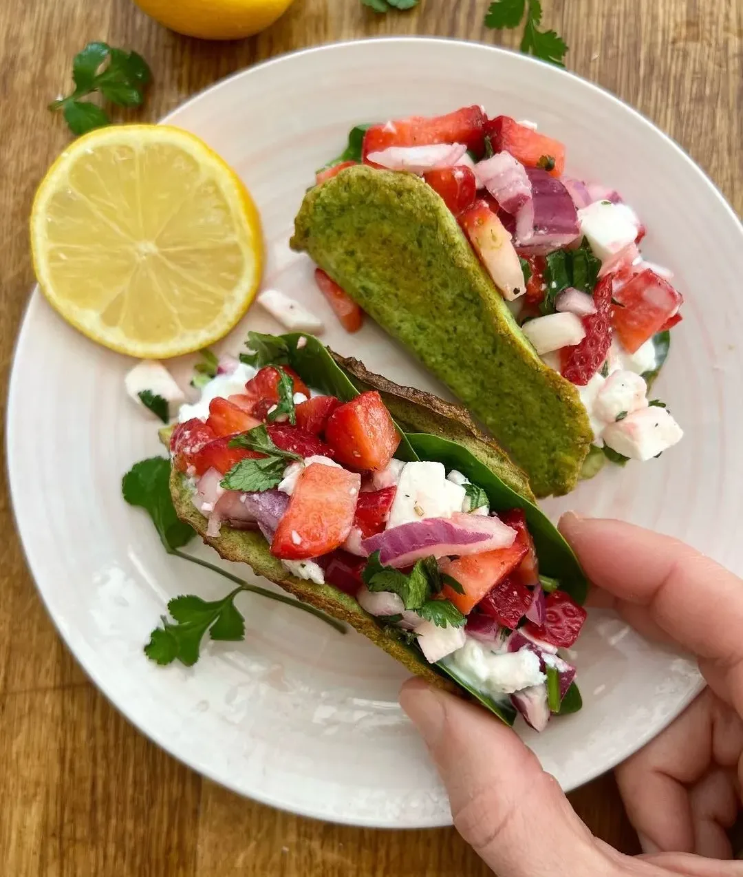 high-protein-low-calorie-pea-taco-shells-with-strawberry-and-feta-salsa