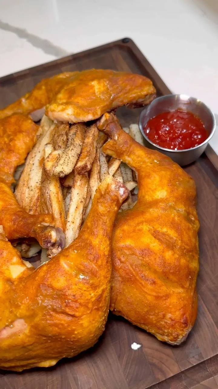 roasted-bbq-chicken-with-crispy-french-fries